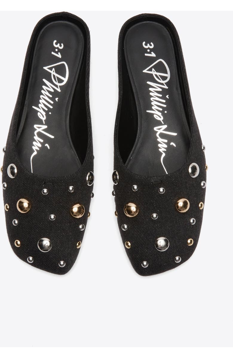 3.1 Phillip Lim ID Dome Embellished Flat Mule, Alternate, color, Black