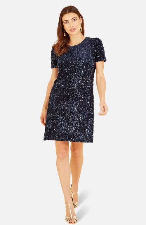 Yumi Sequin Tunic Mini Dress In Blue