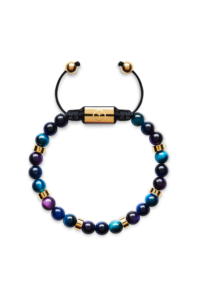 Amethyst Blue Tiger Eye Beaded Bracelet, Main, color, Amethyst