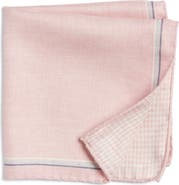 Jack Victor Crestwool Solid & Houndstooth Check Reversible Silk Pocket Square
