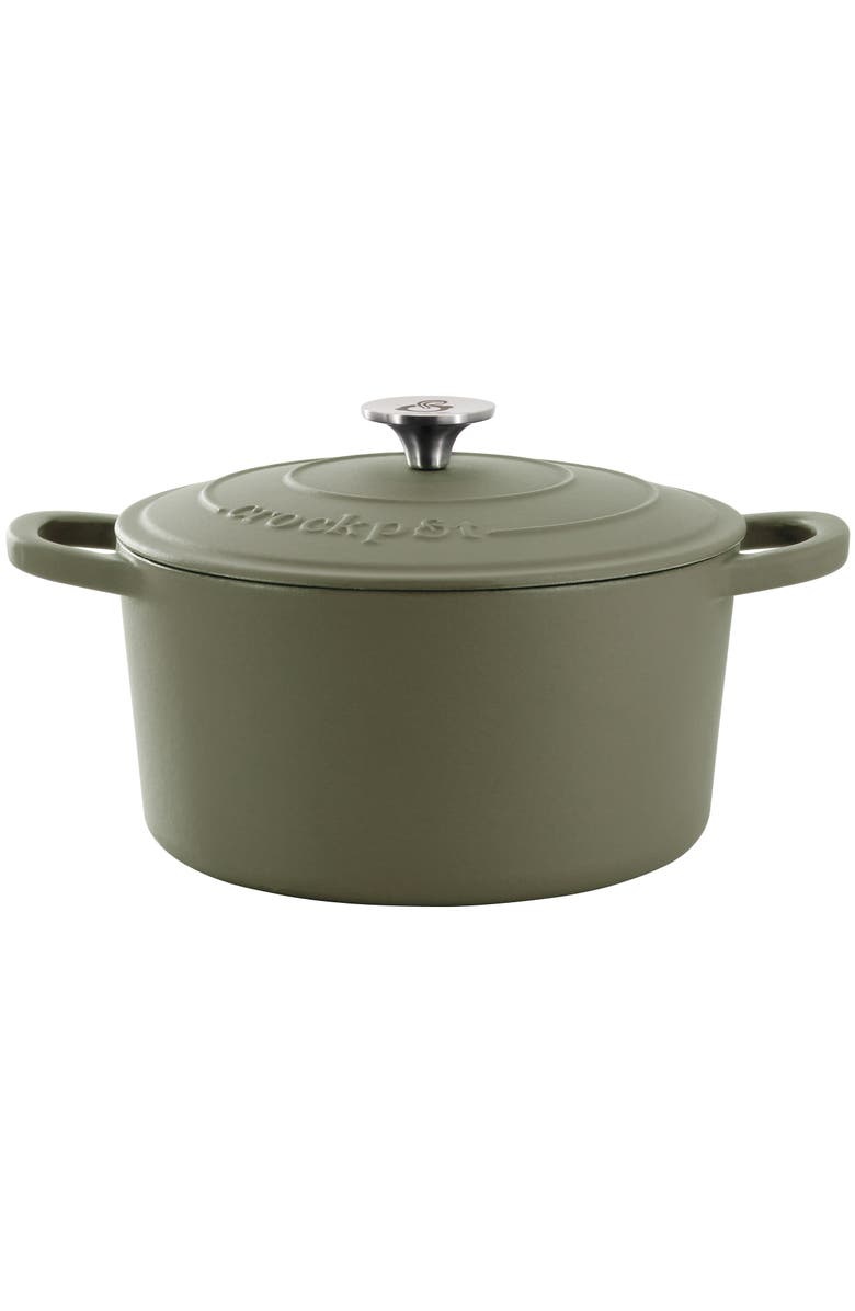 Crockpot 5 Quart Enameled Cast Iron Dutch Oven, Main, color, Green