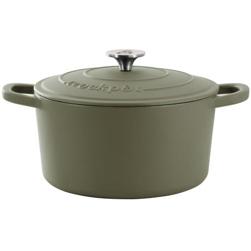 Crock-pot Crockpot 5 Quart Enameled Cast Iron Dutch Oven In Green