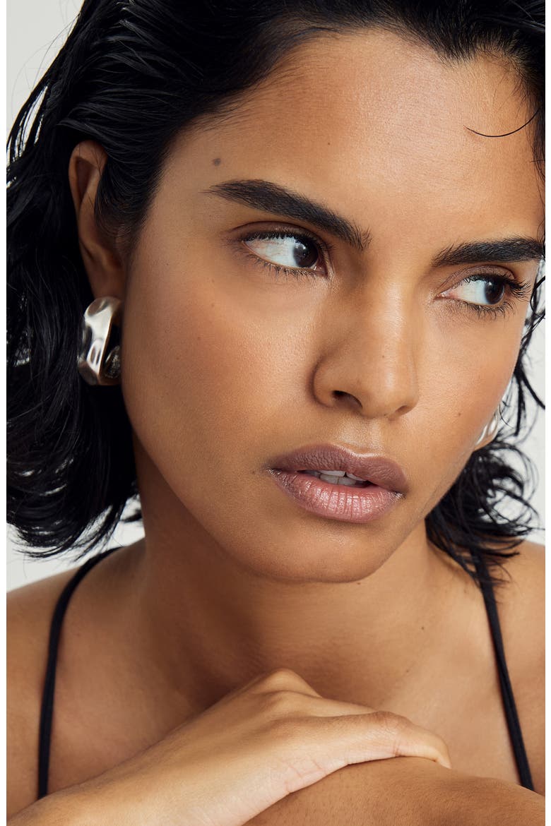 Halle Hammered Hoop Earrings, Alternate, color, SILVER TONE