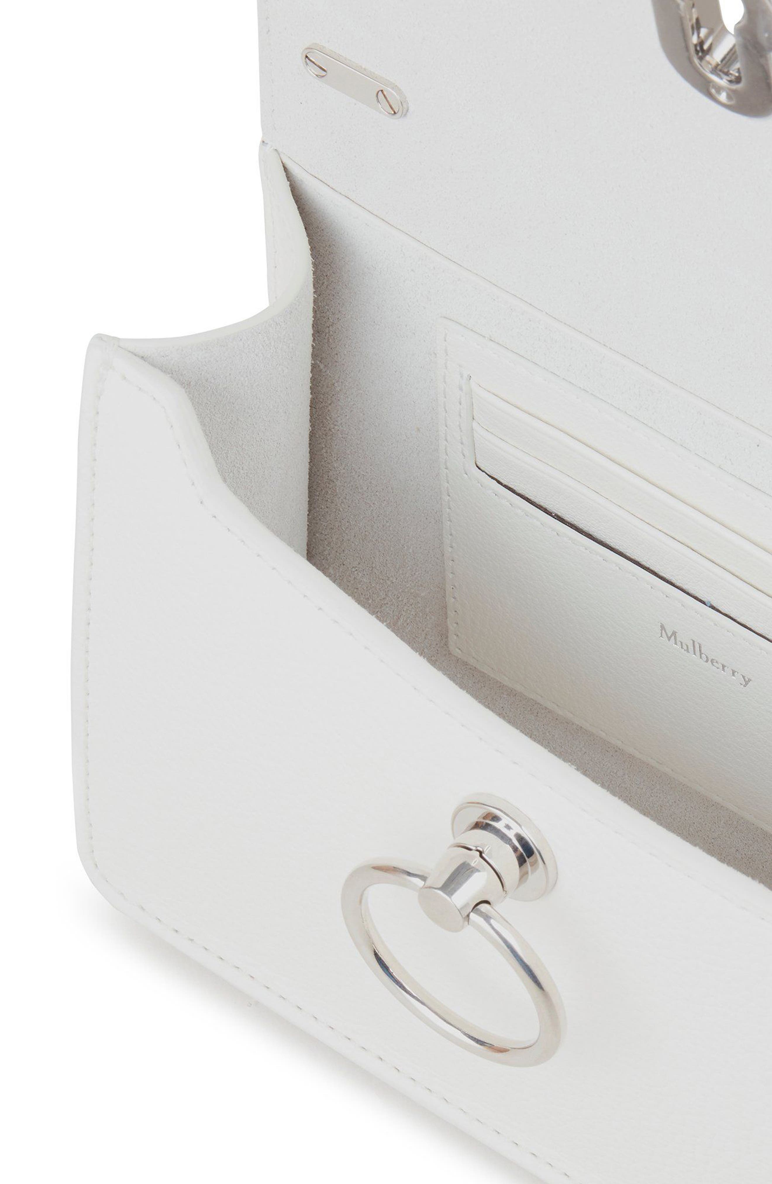 Mulberry Small Amberley Leather Crossbody Bag, Alternate, color, White