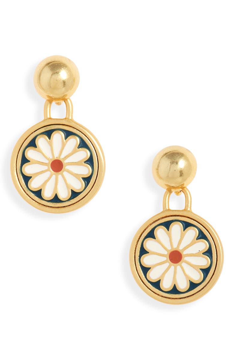 Madewell l Daisy Delight Enamel Drop Stud Earrings, Main, color, 