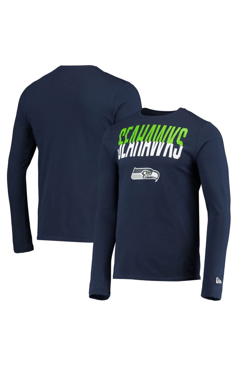 New Era Men's New Era College Navy Seattle Seahawks Combine Authentic Split Line Long Sleeve T-Shirt, Main, color,