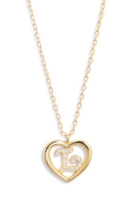 Heart Cubic Zirconia Initial Pendant Necklace