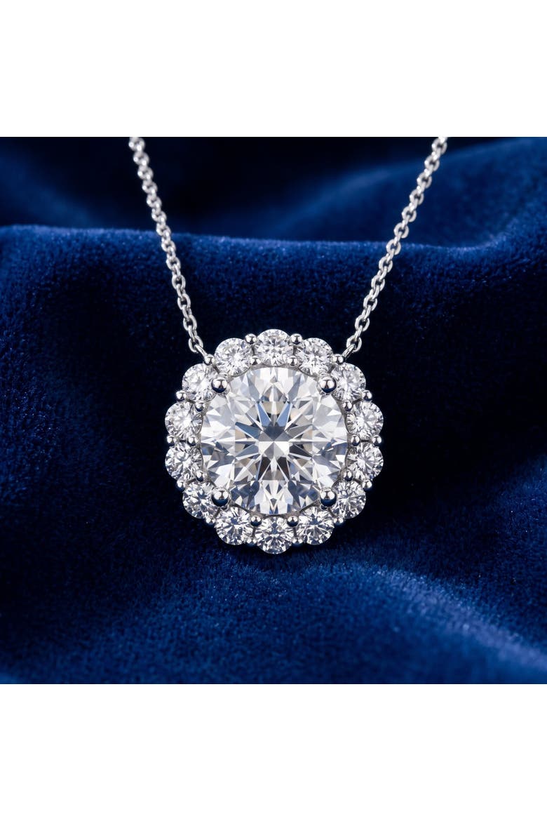 Certified 3 1/2Ct Halo Diamond Pendant Lab Grown 14k Gold Women's Necklace, Alternate, color, Yellow Gold
