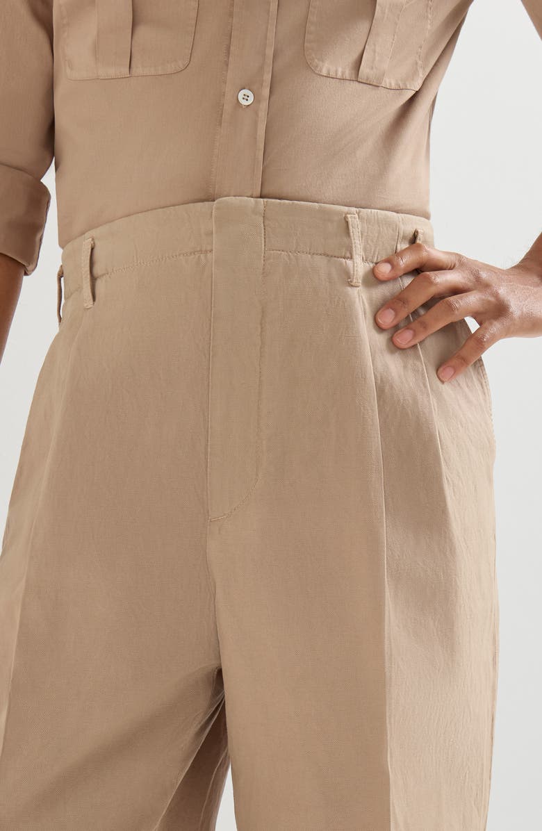 Brunello Cucinelli Cotton and linen trousers, Alternate, color, Tobacco