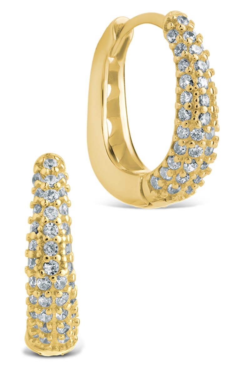 Pavé Cubic Zirconia Huggie Hoop Earrings, Main, color, GOLD