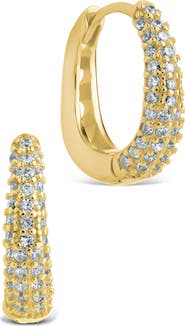 Sterling Forever Pavé Cubic Zirconia Huggie Hoop Earrings
