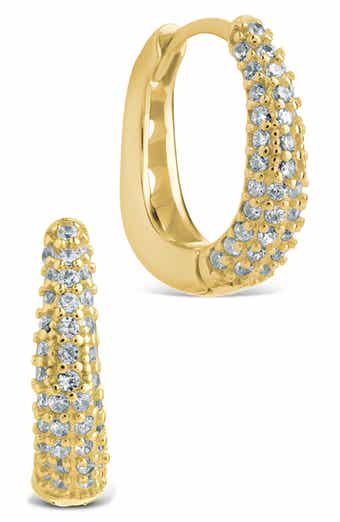 Pavé Cubic Zirconia Huggie Hoop Earrings
