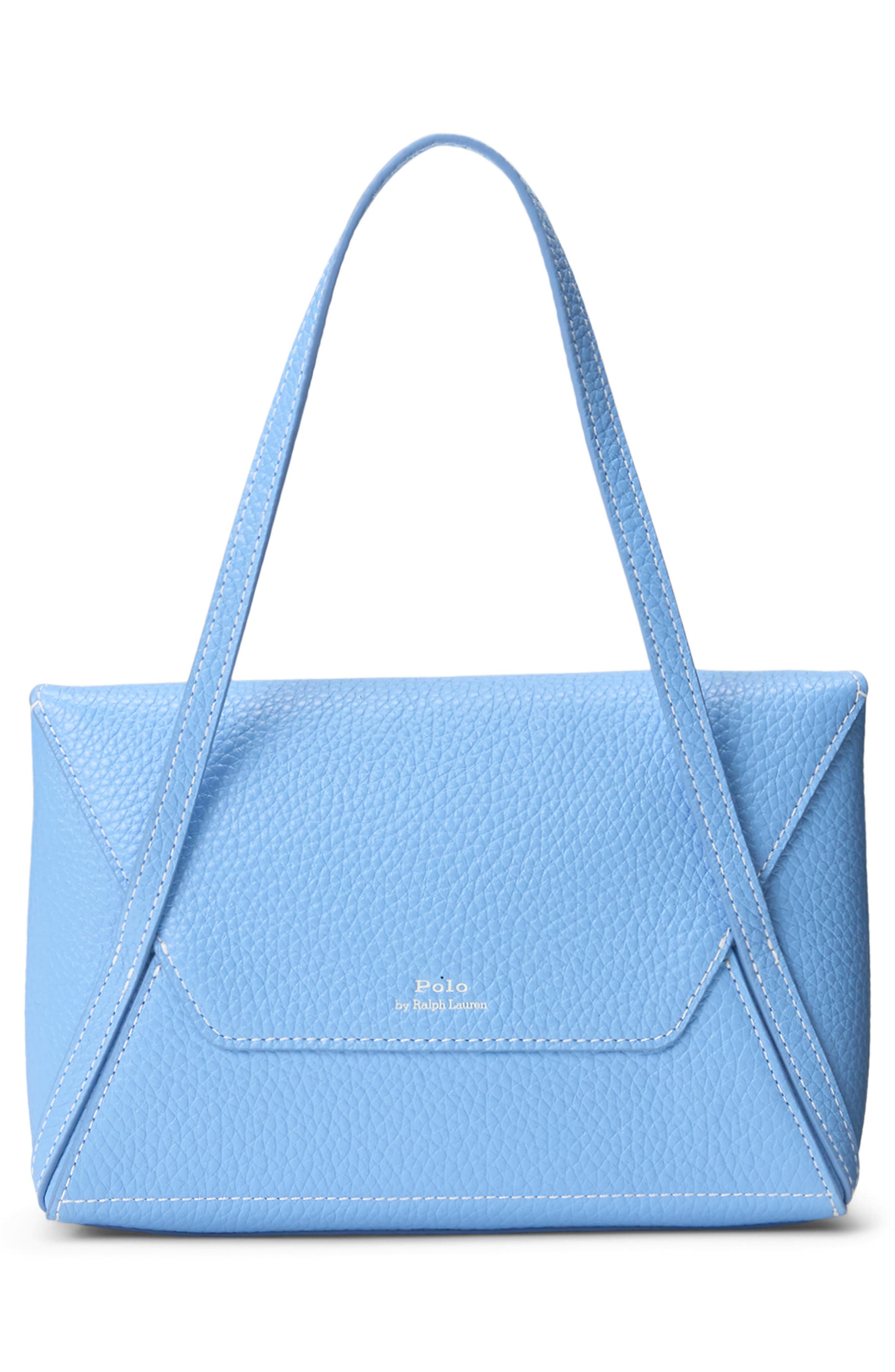 Polo Ralph Lauren Polo Play Pebble Leather Envelope Shoulder Bag, Alternate, color, Baby Blue