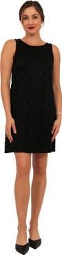 24seven Comfort Apparel Womens Elevate Lace Sleeveless Boat Neck Mini Shift Dress