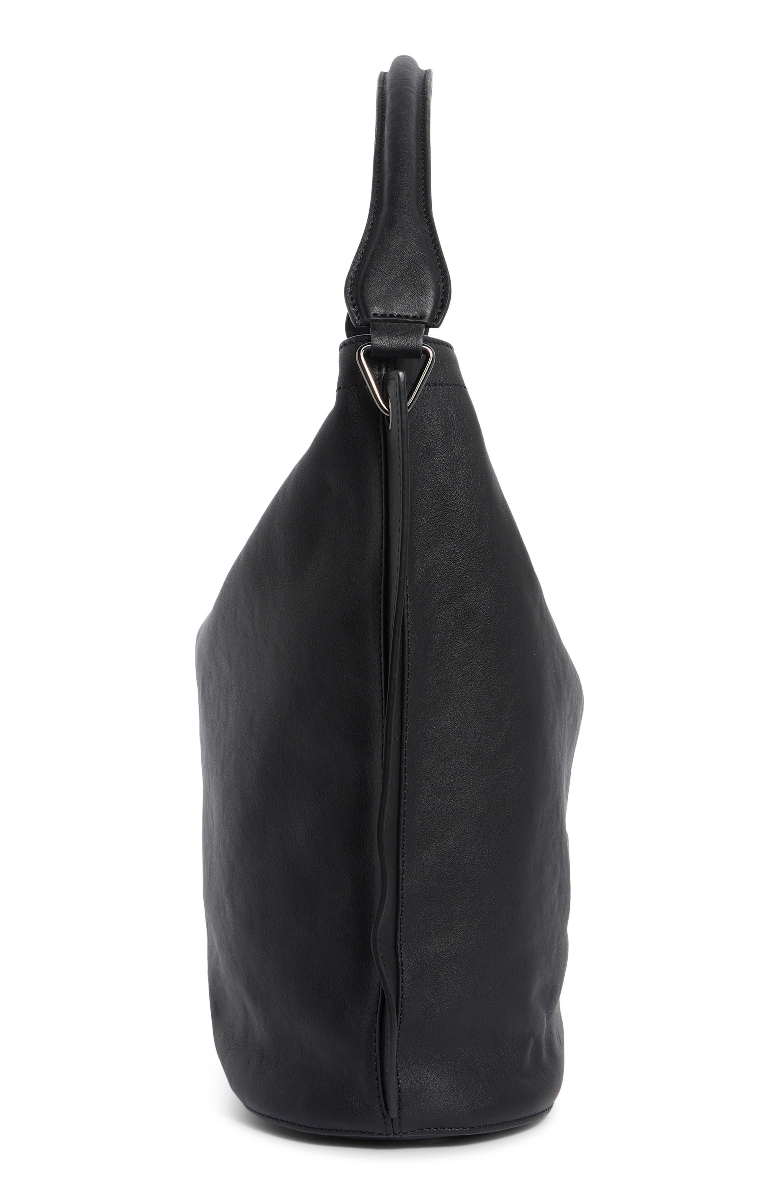 3D Leather Hobo, Alternate, color, BLACK