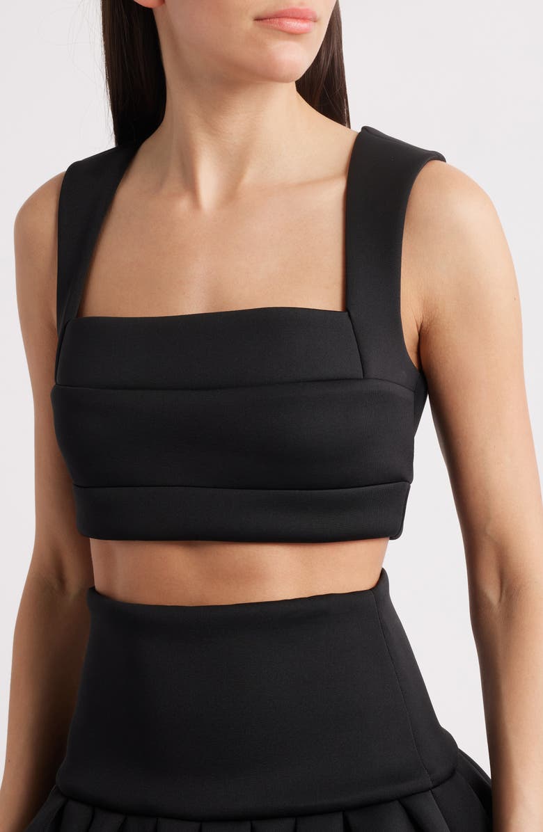 Black Halo Pamina Crop Top & Skater Miniskirt Set, Alternate, color, Black