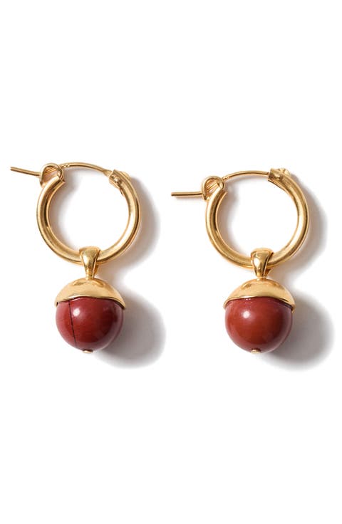 Semiprecious Stone Bell Hoop Earrings