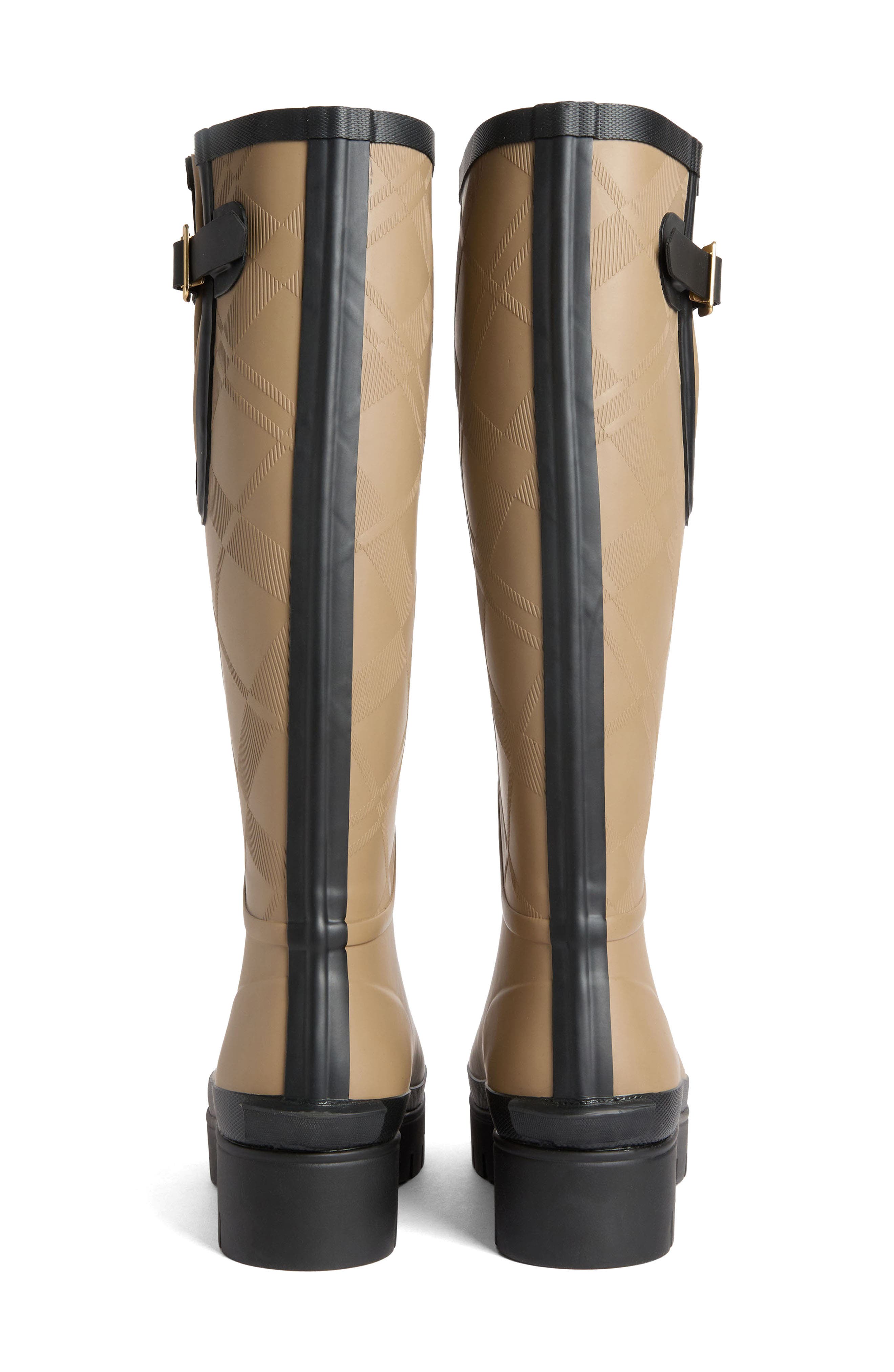 Leighton Tartan Tall Rain Boot, Alternate, color, MILITARY BROWN/ BLACK
