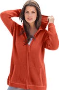Roaman's Plus Size Waffle Knit Zip-Front Relaxed Hoodie