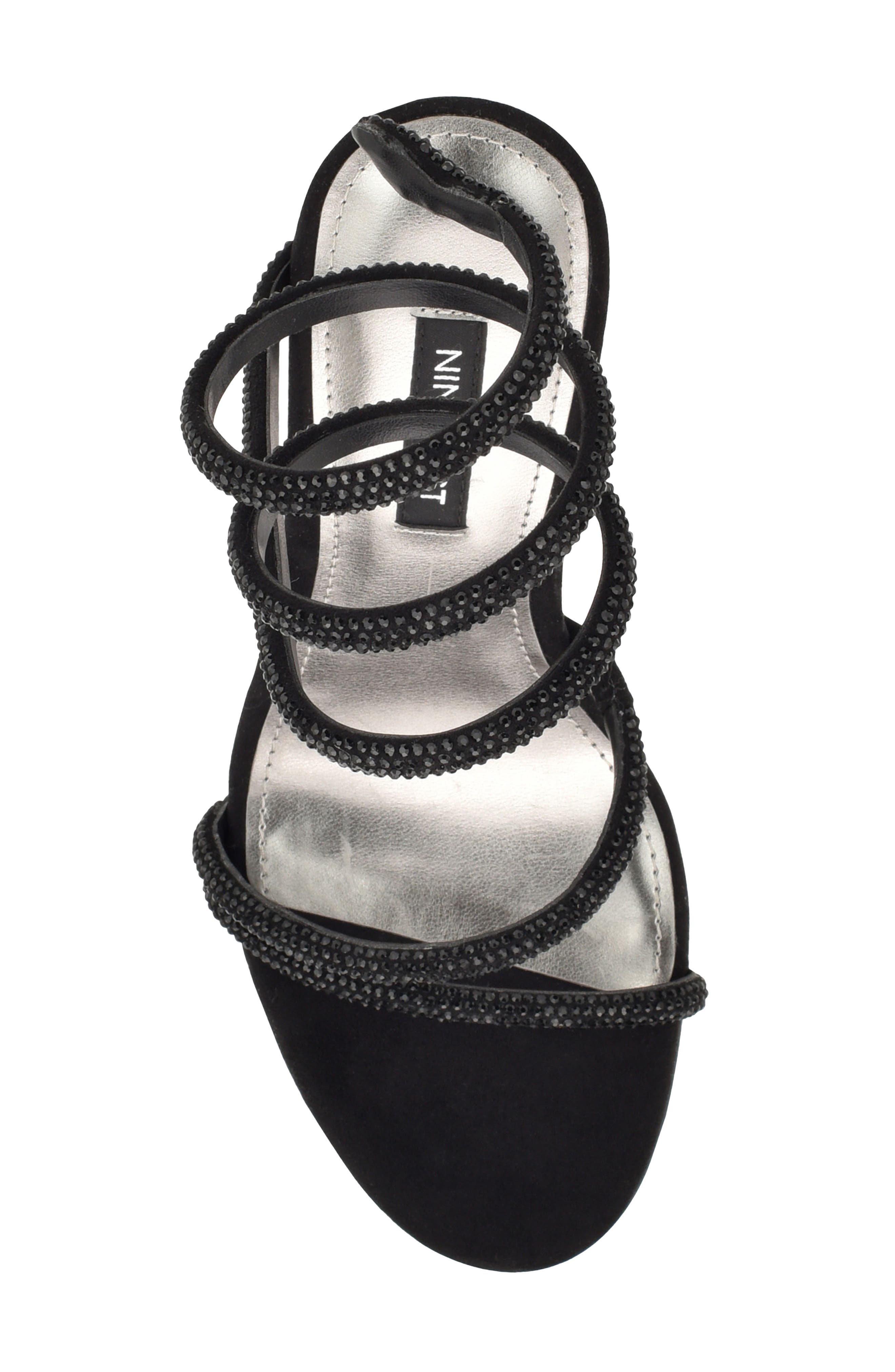 Nine West Maskill Rhinestone Ankle Wrap Sandal, Alternate, color, Black 001