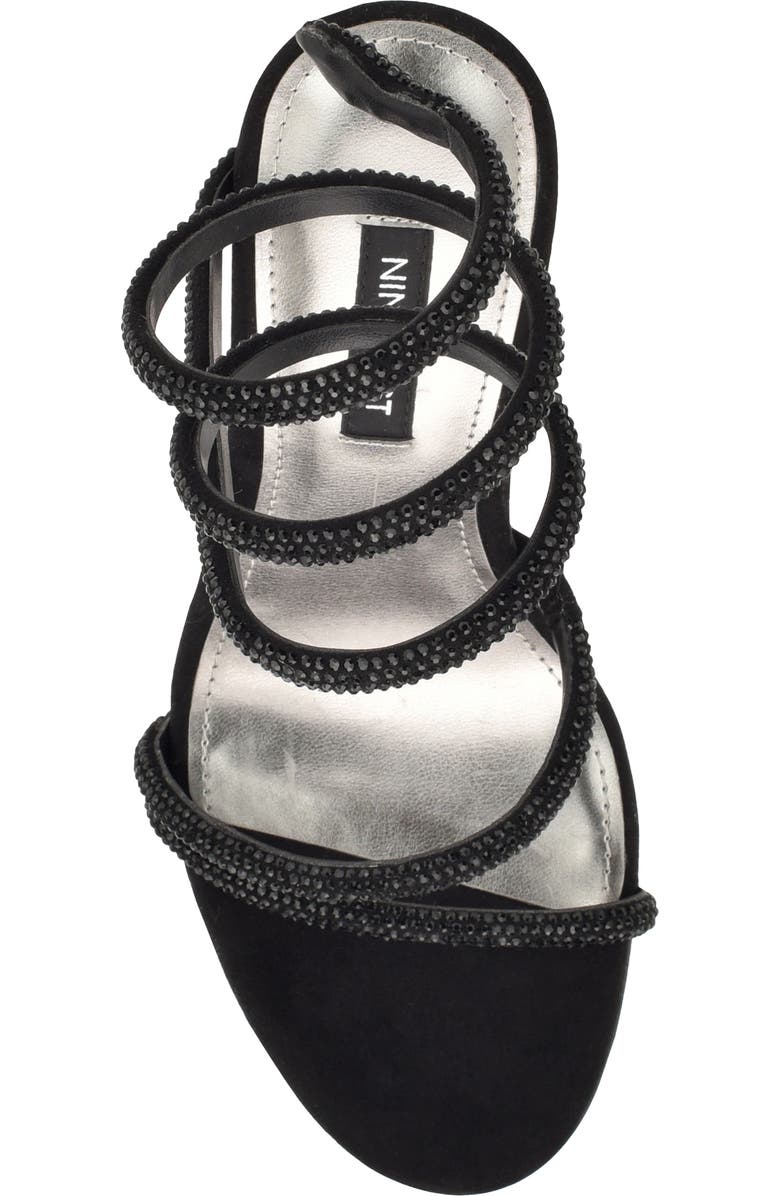 Nine West Maskill Rhinestone Ankle Wrap Sandal, Alternate, color, Black 001