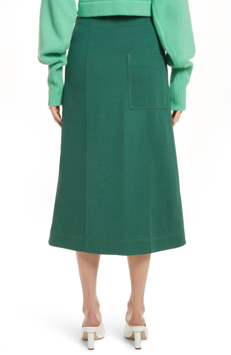 Tibi Sculpted Stretch Twill Midi Skirt, Alternate, color,