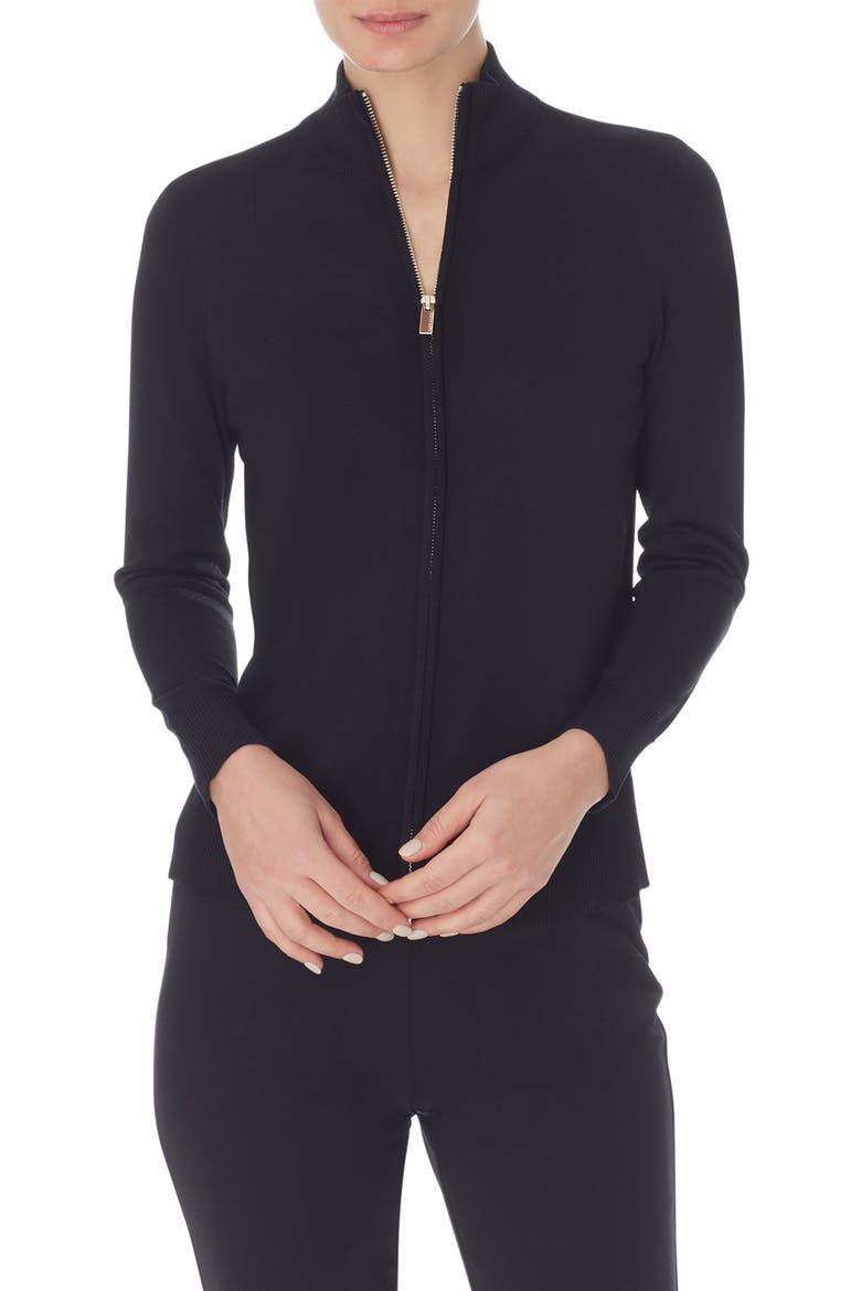 Zip Front Sweater, Main, color, ANNE BLACK