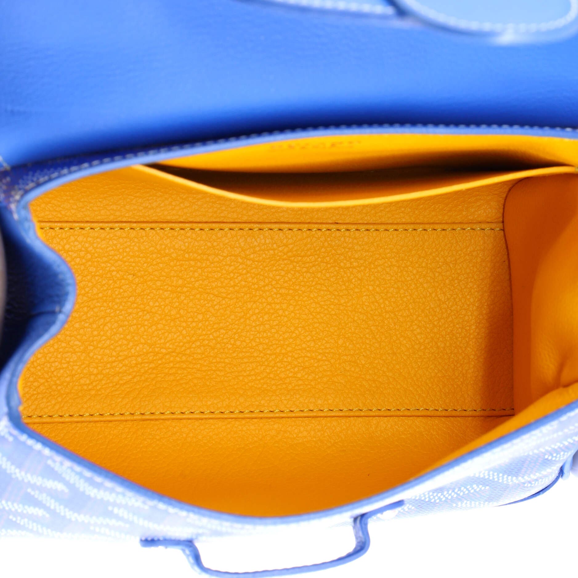 Pre-Owned Goyard Saigon Top Handle Bag Coated Canvas with Leather Mini, Alternate, color, Blue