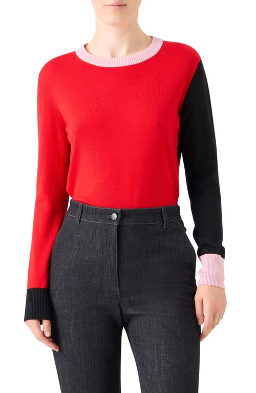 Akris Punto Colorblock Virgin Wool Sweater In Pink