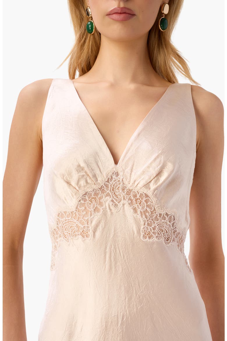 Rehka Sleeveless Lace & Satin Maxi Dress, Alternate, color, OAT