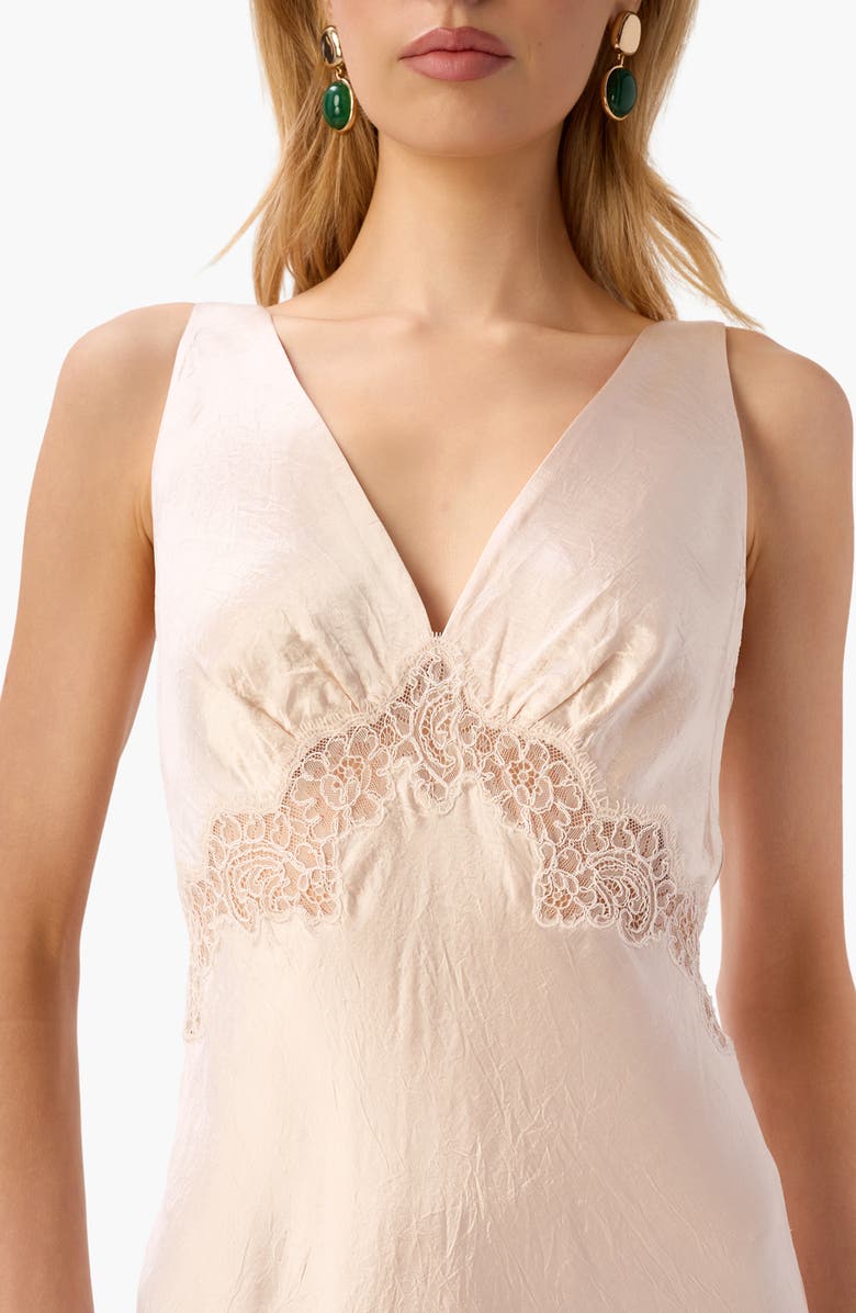 CAMI NYC Rehka Sleeveless Lace & Satin Maxi Dress, Alternate, color, Oat