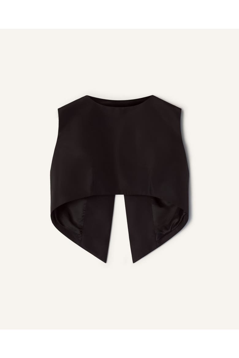 Silk Faille Cropped Top, Main, color, Black