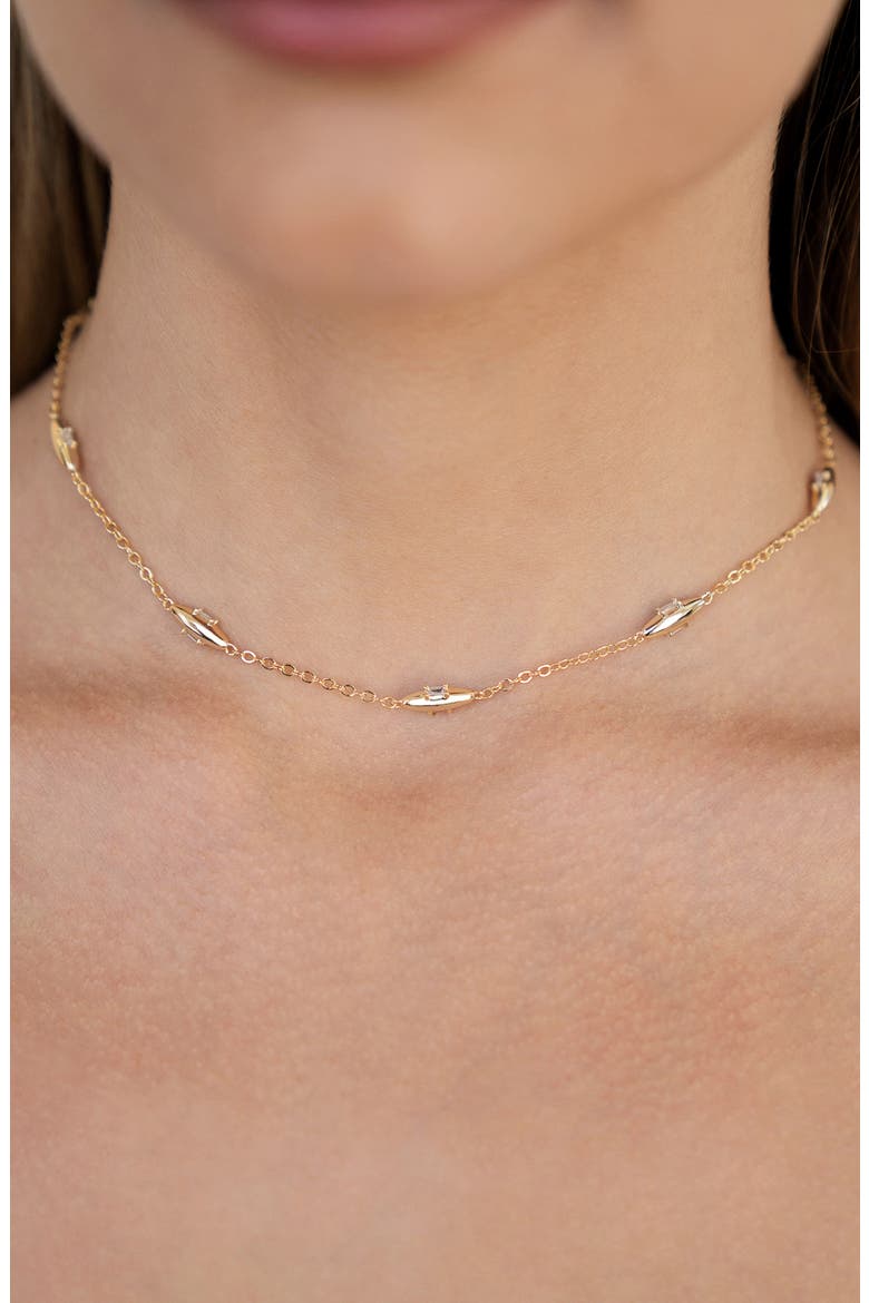 Oval Dome Station Chain Necklace, Alternate, color, GOLD
