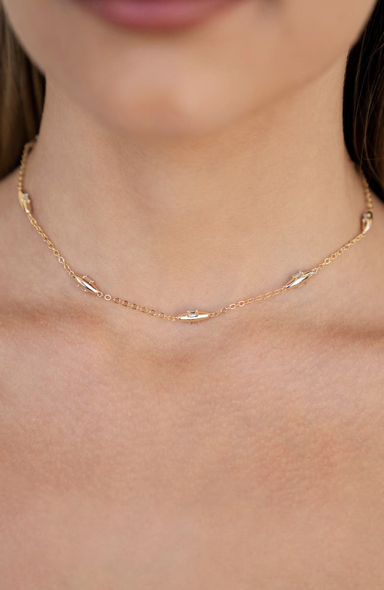 Ettika Oval Dome Station Chain Necklace, Alternate, color, Gold