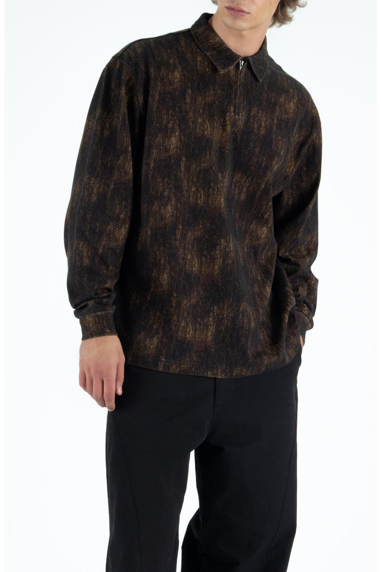 Tactics Camp Long Sleeve Quarter Zip Polo, Alternate, color, BROWN CAMO