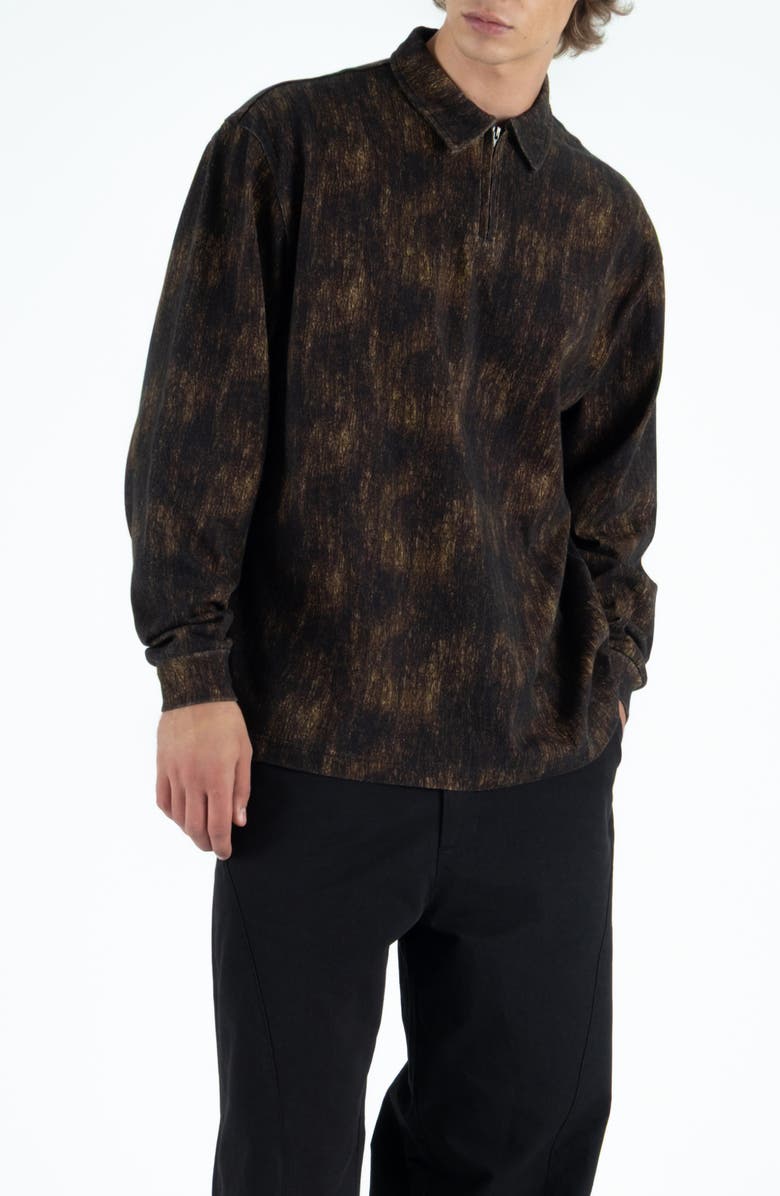 STUDENTS Tactics Camp Long Sleeve Quarter Zip Polo, Alternate, color, Brown Camo