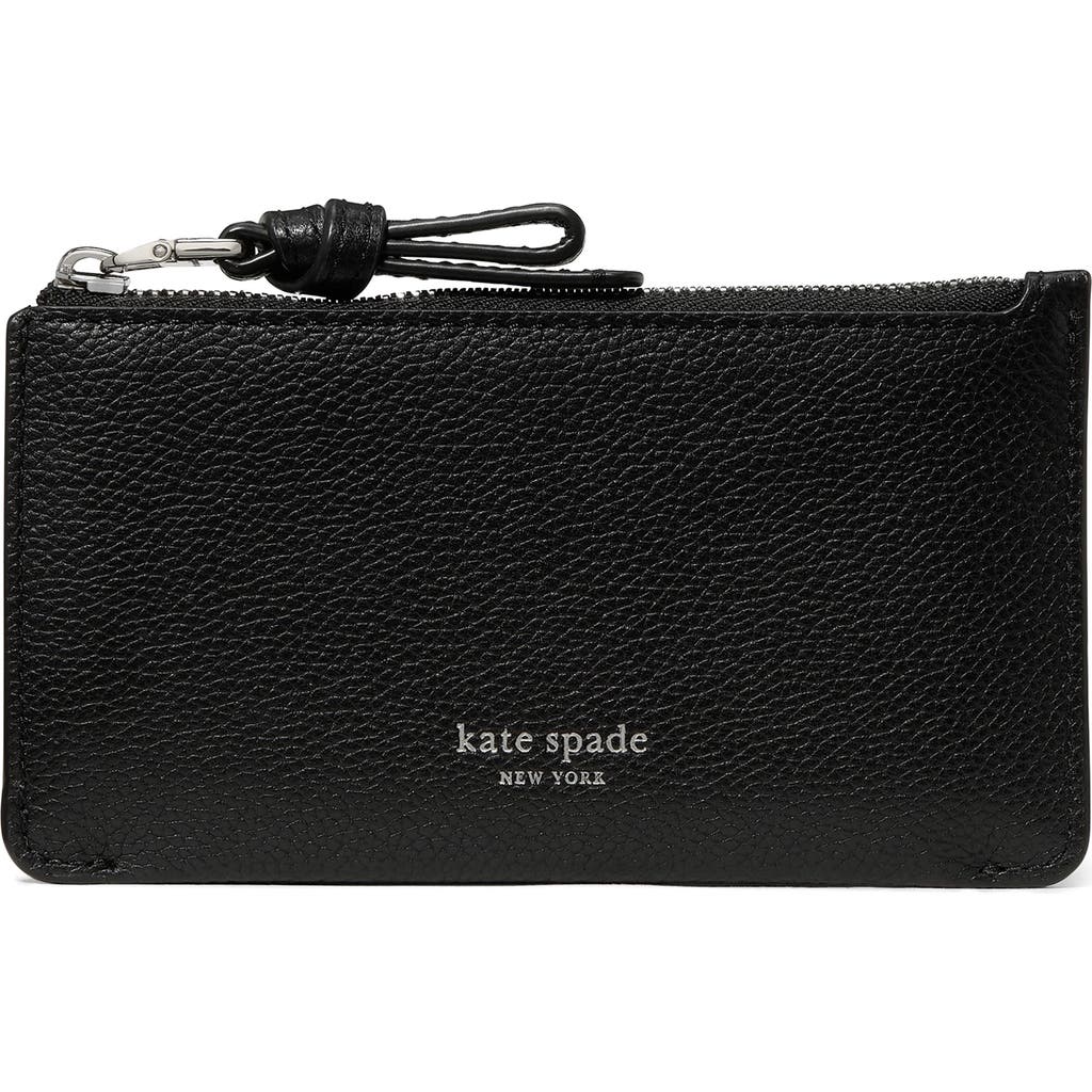 Kate Spade New York Loop Pebbled Leather Card Case In Black