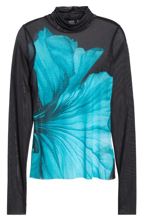 Zadie Mock Neck Printed Mesh Top