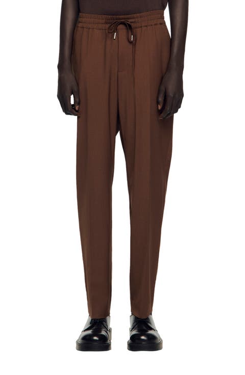 Elasticated straight-leg trousers