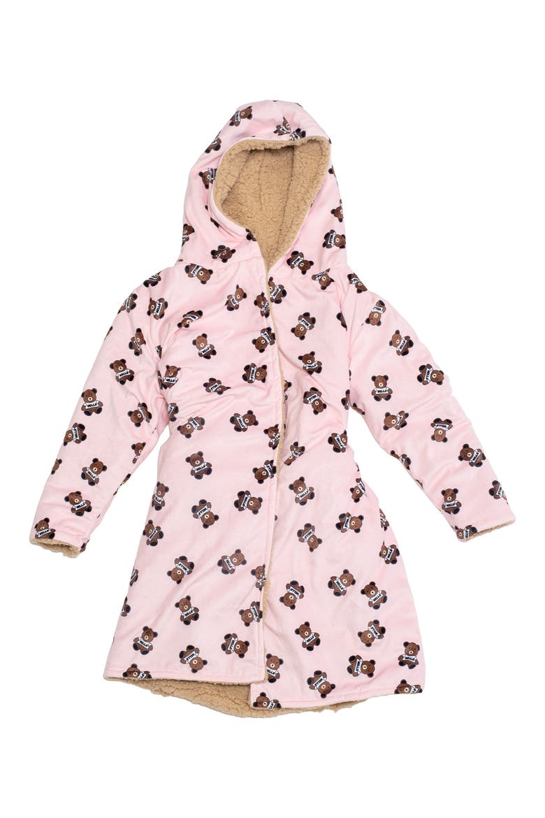 Kids' Reversible Teddy Hooded Robe, Alternate, color, IRISH CREAM