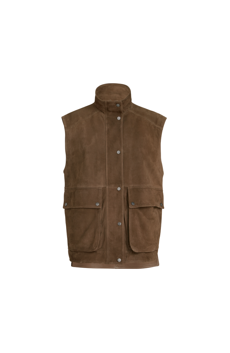 Brunello Cucinelli Couture suede vest, Main, color, Brown
