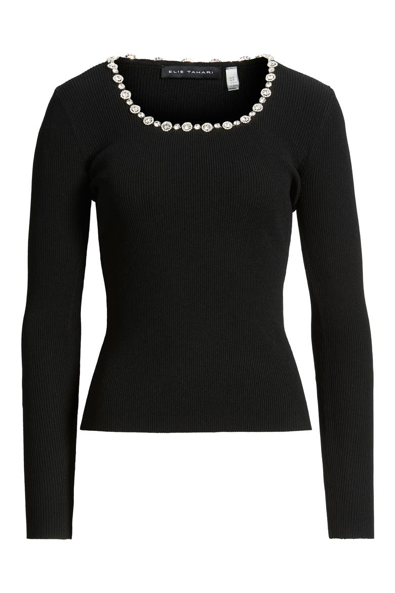 Isabel Crystal Embellished Sweater, Alternate, color, NOIR