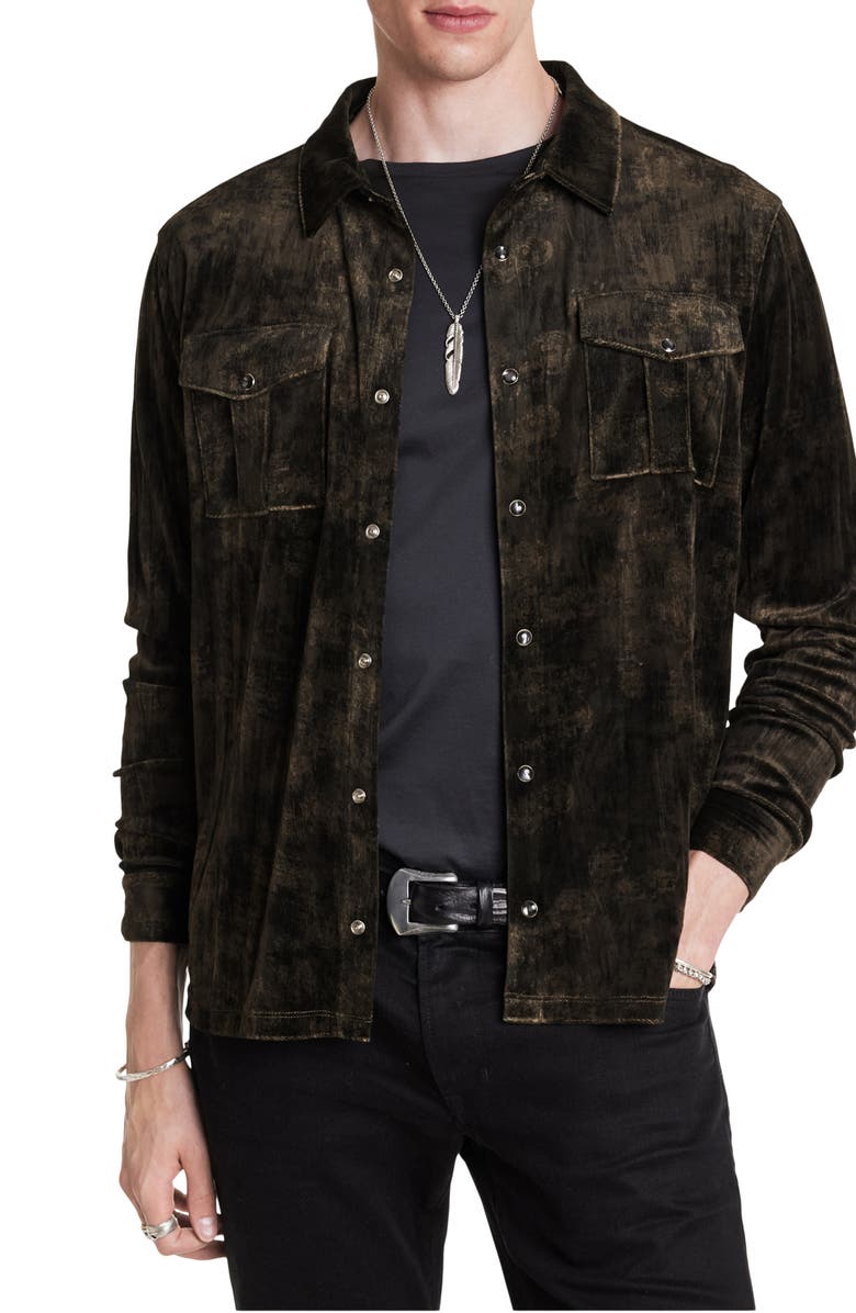 John Varvatos Ferentino Knit Snap-Up Shirt, Main, color, 