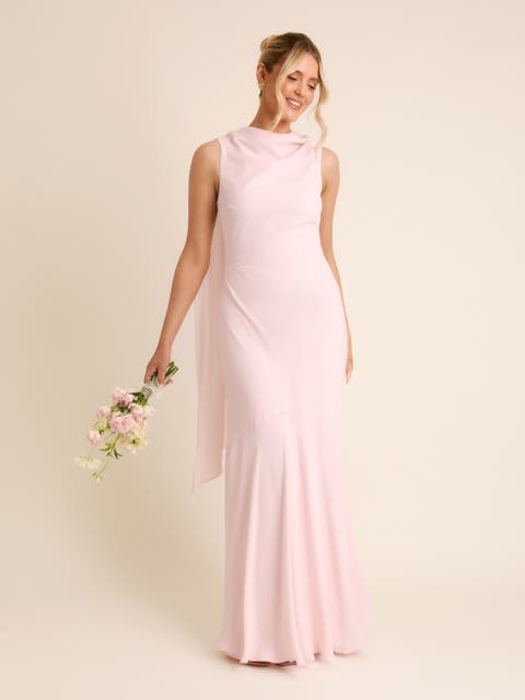 High Cowl Drape Chiffon Bridesmaid Dress