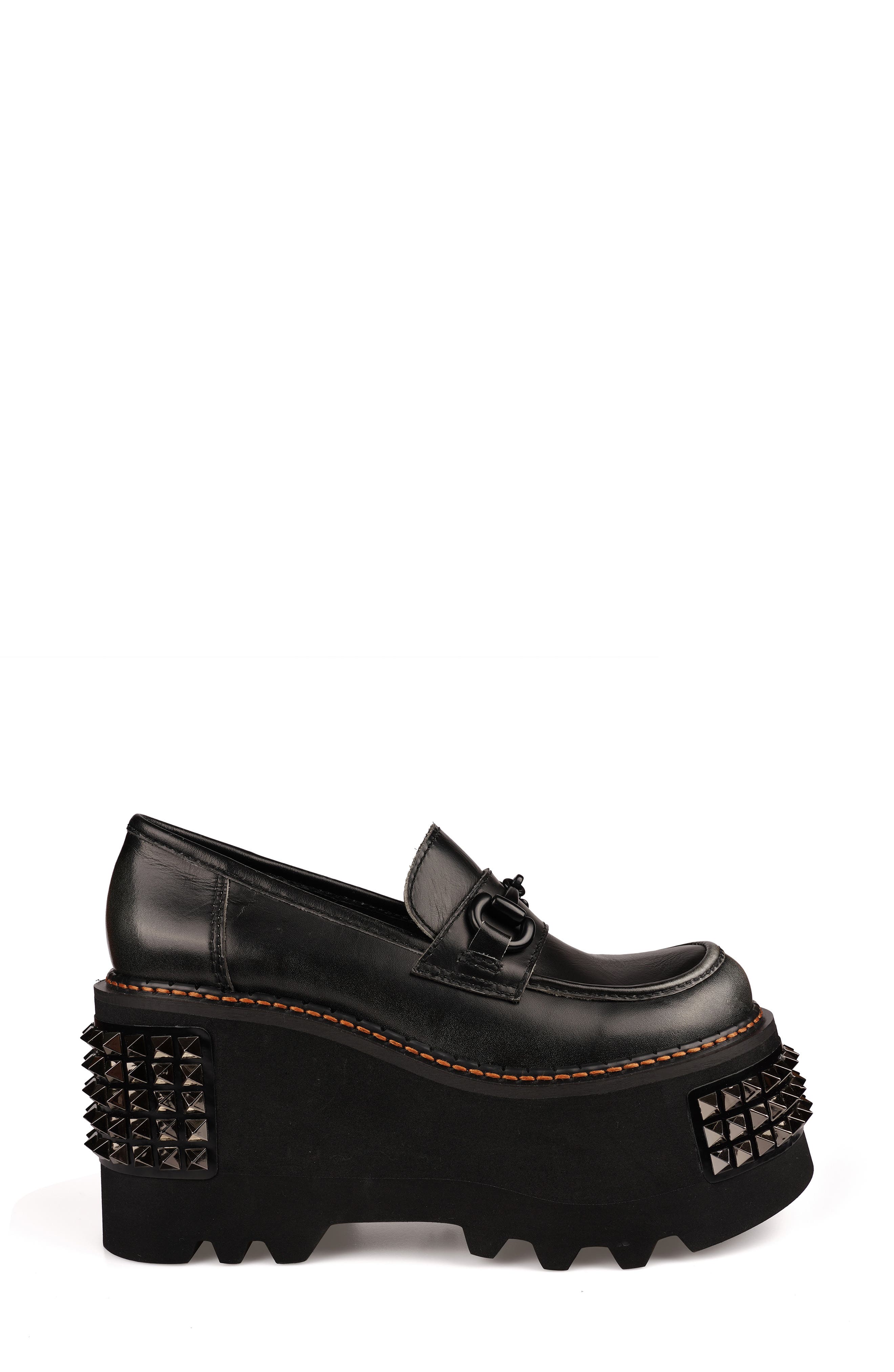 ZIGI Yaris Studded Platform Wedge Loafer, Alternate, color, Black Leather