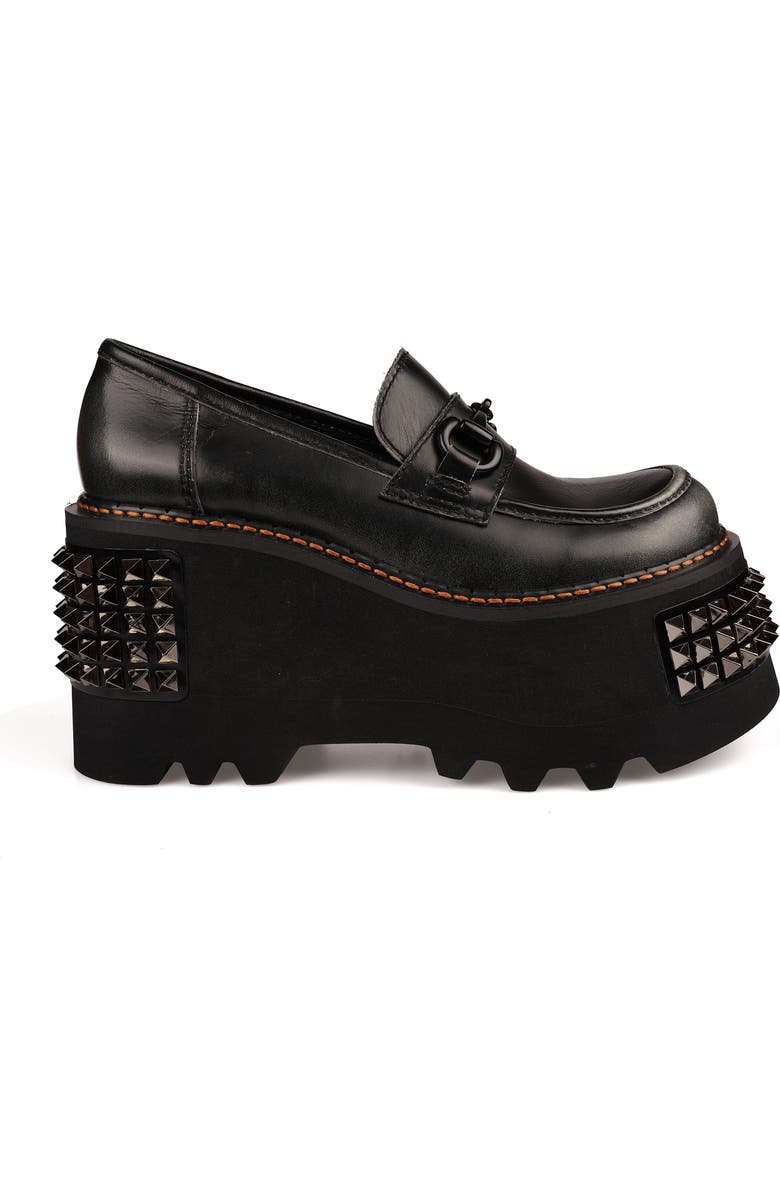 ZIGI Yaris Studded Platform Wedge Loafer, Alternate, color, Black Leather
