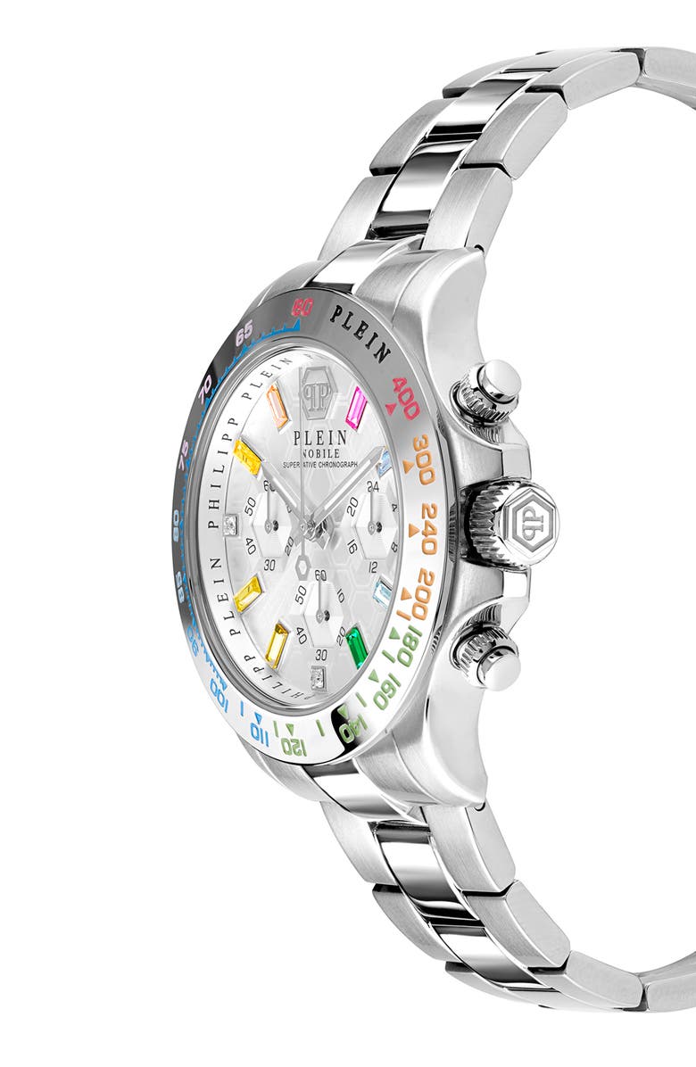 PHILIPP PLEIN Nobile Silicone Strap Chronograph Watch, 43mm, Alternate, color, Stainless Steel