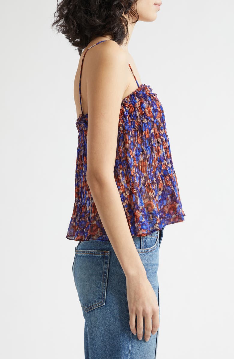 Ulla Johnson Florian Floral Silk Top, Alternate, color, Violet