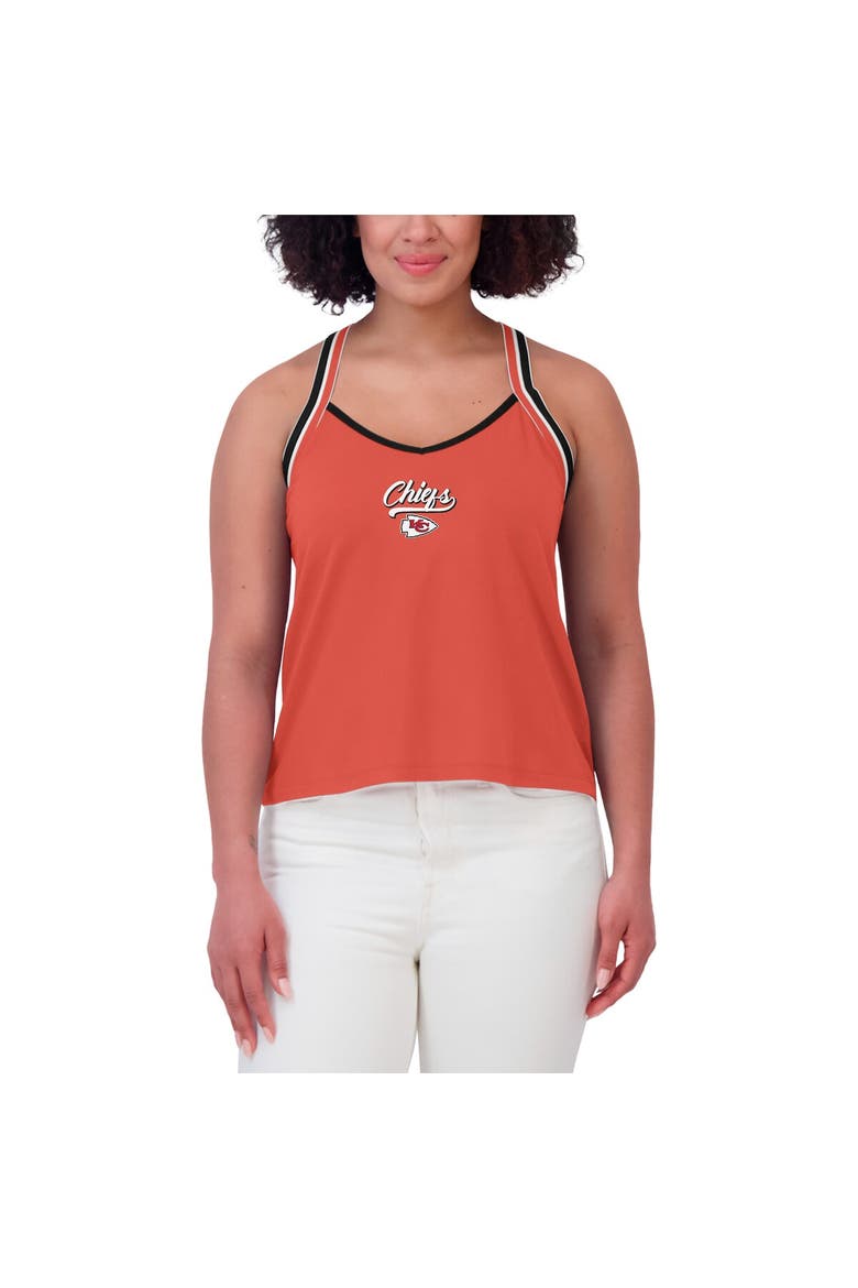 Women's WEAR by Erin Andrews Red Kansas City Chiefs Cross Strap Tri-Blend Tank Top, Alternate, color, Red