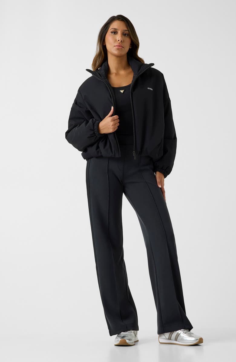 GUESS Lyra Pintuck Straight Leg Pants, Alternate, color, Black
